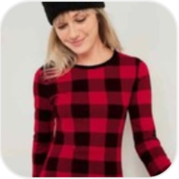 EUC ~ Old Navy Women’s Cozy Buffalo Plaid Thermal Waffle Top (Size:  Large) - Picture 4 of 7